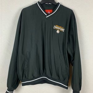 Pittsburgh Steelers NFL Sideline Pullover Jacket Super Bowl XL champs Black Sz L